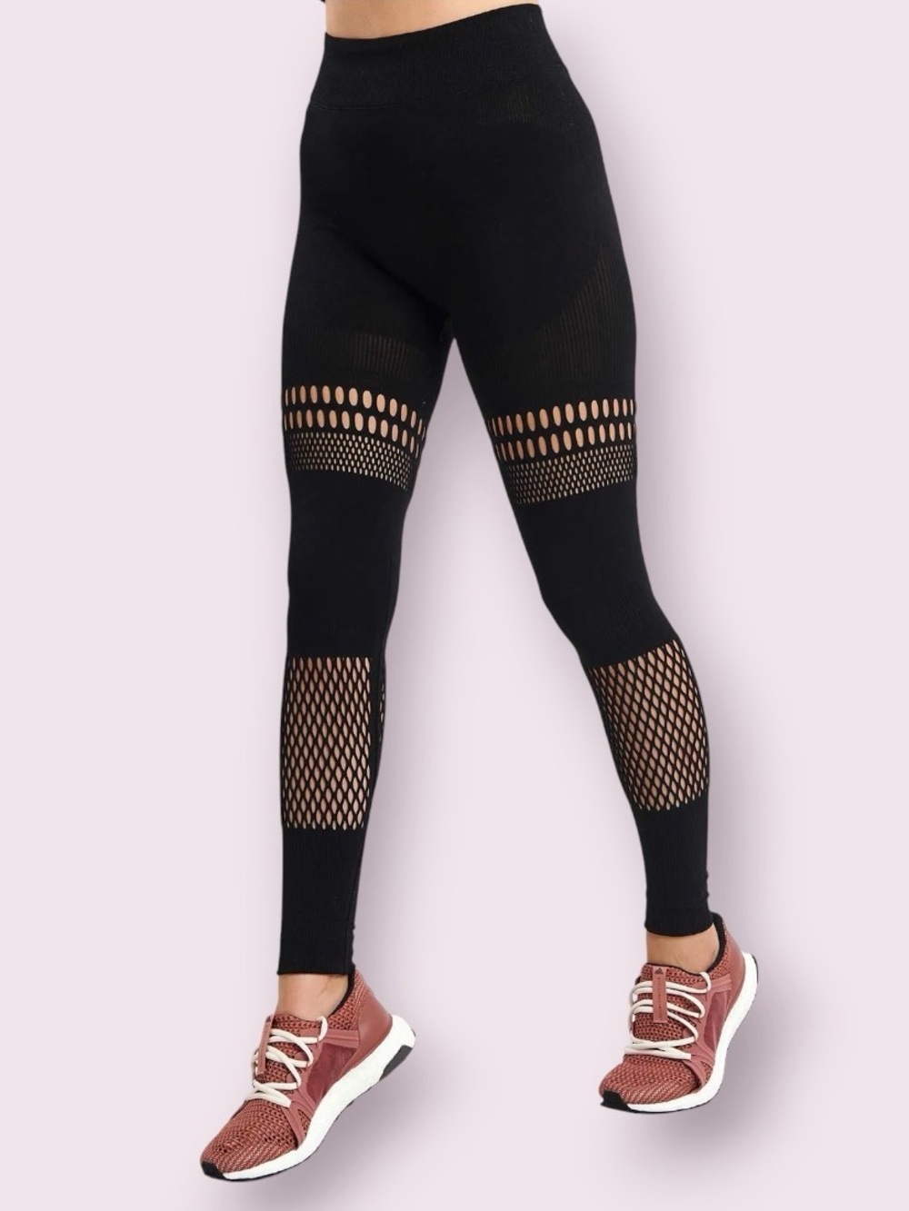 Adidas X Stella McCartney Warp Knit Tights Cut Out Sheer Design Black Size Small